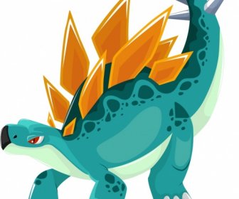 Stegosaurus Dinozor Simgesi Renkli çizgi Film Karakter Eskizi
