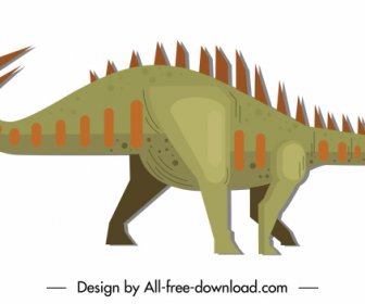 Stegosaurus Dinosaurus Ikon Berwarna Kartun Sketsa