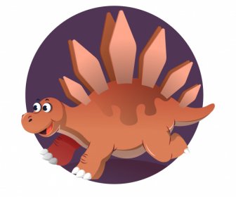 Stegosaurus Dinosaur Icon Funny Cartoon Character Sketch
