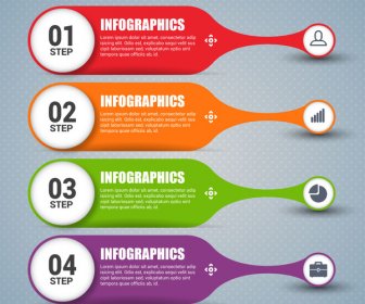 다채로운 수평 배너와 단계 Infographic 디자인