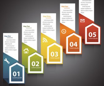Steps Infographic Diagram Design With 3d Vertical Banners