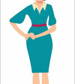 Stewardess Job Symbol Cartoon Charakterskizze