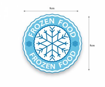 Stiker Makanan Beku Template Desain Datar Bentuk Lingkaran Kepingan Salju Simetris