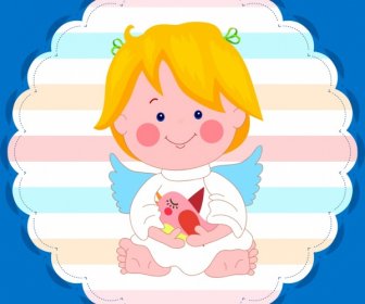 Sticker Template Angel Icon Decoration Rounded Design