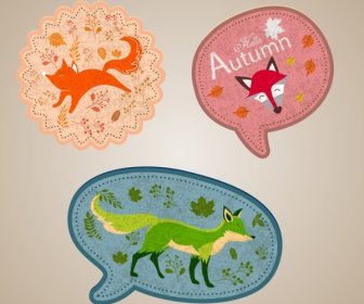 Stickers Sets Wild Fox Icons Decor Various Shapes
