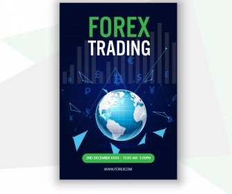 stock market forex trading poster dynamic globe currency elements decor