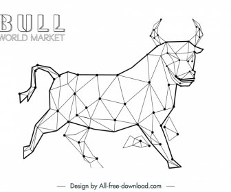 stock trade icon sign low polygonal buffalo sketch
