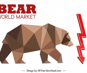 Stock Trading Design Elements Bear Low Polygon Arrow Sketch