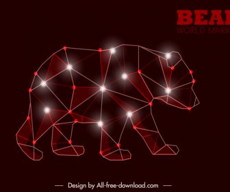 Elemen Desain Perdagangan Saham Low Polygon Bear Sparkling Light Effect