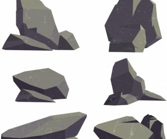 каменные иконки коллекция 3d ретро дизайн