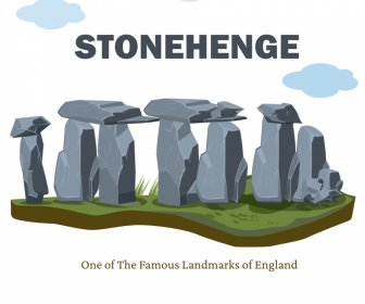 stonehenge landmark advertising poster flat classical design