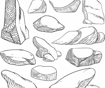 Stones Background 3d Handdrawn Sketch