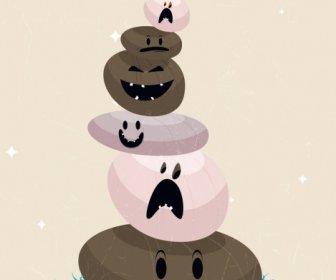 stones stack drawing funny stylized design
