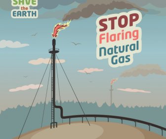 Abfackeln Von Erdgas Plakat Vektor Zu Stoppen