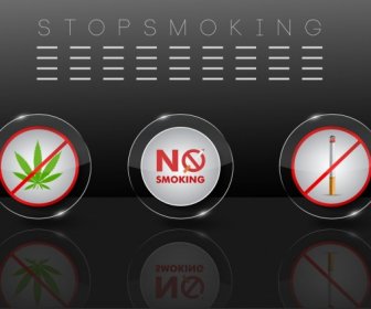 التوقف عن التدخين لافتة لامعة التفكير تصميم عناصر الدائرة