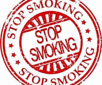 Berhenti Merokok Segel Merah Datar Retro Lingkaran Desain
