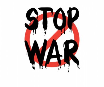 Stop War Sign Plantilla Efecto Sangre Diseño Plano