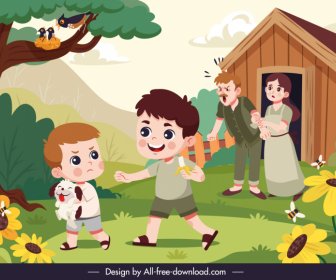 Story Of Morning Nagrebcan  Book Cover Cute Cartoon Sketch