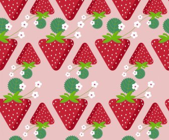 草莓背景色彩平重複對稱設計