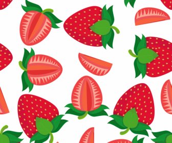 Strawberry Background Bright Colored Flat Sketch