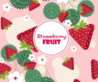 Strawberry Background Bright Colorful Flat Decor