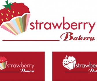 Erdbeer-Bäckerei Logo Zu Entwerfen, Verschiedene Stile Und Hintergrund