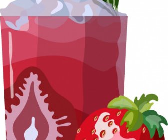 Strawberry Cocktail Iklan Latar Belakang Berwarna Mengkilap Dekorasi Datar