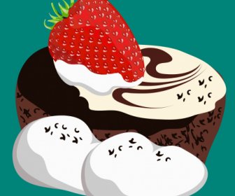 草莓奶油蛋糕畫五顏六色的經典3D設計