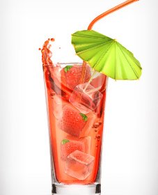 strawberry juice with ice vector