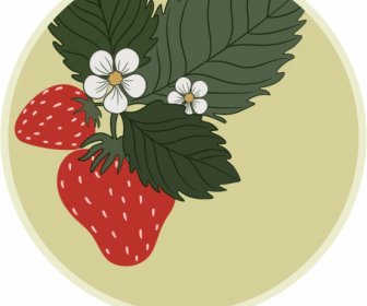Erdbeer-Label-Vorlage Flache Klassische Handgezeichnete Umriss