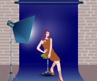 Studio Background Model Icon 3d Design Cartoon Character
