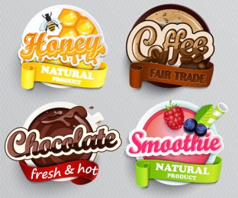Stylish Food Lables Vector Design