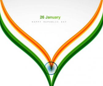 Stylish Indian Flag Republic Day Beautiful Tricolor Wave Design Art Vector