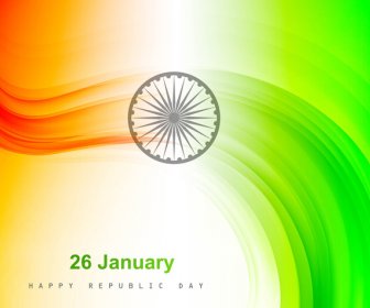 スタイリッシュなインドの旗共和国記念日美しいトリコロール波デザイン アートのベクトルします。