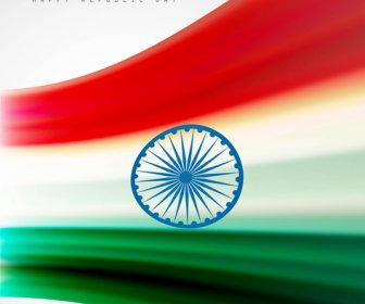 Dzień Republiki Stylowe Flagi Indii Piękne Fala Projekt Sztuka Wektor