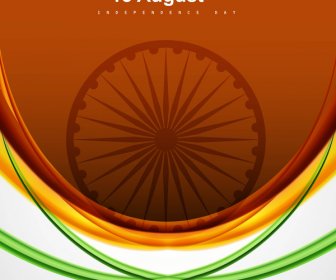 时尚印度国旗共和日美丽的三色波设计艺术向量