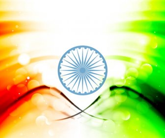 Bendera India Bergaya Hari Republik Indah Gelombang Tiga Warna Desain Seni Vektor