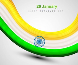 Dia Da República De Bandeira Indiana Elegante Belo Arte De Desenho De Onda Tricolor Vector