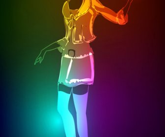 Seni Vektor Bergaya Neon Wanita