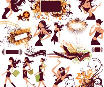 elegante con ragazze gratis vector collection