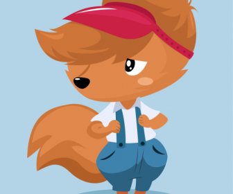 Stylized Fox Icon Cute Cartoon Character Sketch