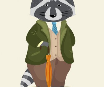 Stylized Raccoon Icon Elegant Stylized Sketch Cartoon Character