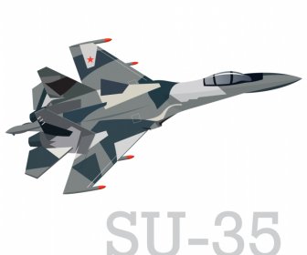 SU 35ジェットアイコンモダン3Dスケッチ