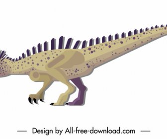 Suchominus Dinosaur Icon Colored Cartoon Character Sketch