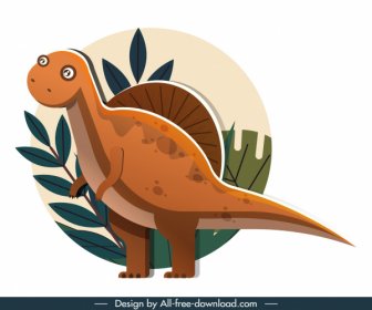 Suchominus Dinosaurus Ikon Kartun Lucu Sketsa Desain Klasik
