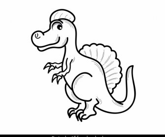 Suchominus 공룡 아이콘 귀여운 손으로 그린 만화 스케치