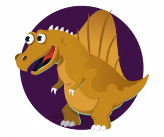 Suchominus Dinosaur Icon Funny Cartoon Character Sketch