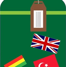 Ilustración De Vector De Maleta Con Banderas De Las Naciones Unidas Diseño Etiquetas