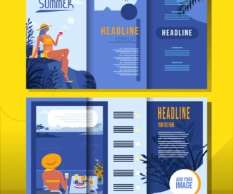 여름 광고 전단지 템플릿 다채로운 클래식 트리 폴드 디자인