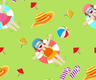 Summer Background Beach Vacation Design Elements Repeating Design